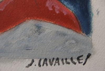 Jules CAVAILLES - Saint Exupéry en avion : l’alerte, Peinture signée 2