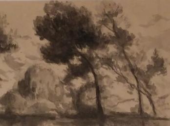 Maximilien LUCE (1858-1941) - Paysage lacustre à Rolleboise, vers 1921, Encre et lavis 2
