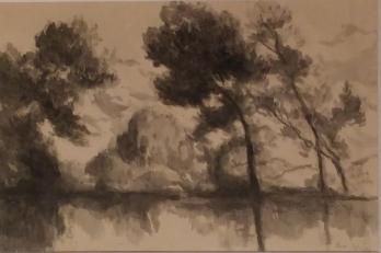 Maximilien LUCE (1858-1941) - Paysage lacustre à Rolleboise, vers 1921, Encre et lavis 2