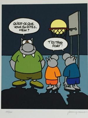 Philippe Geluck - Le chat. Basket, 2007, Sérigraphie signée 2