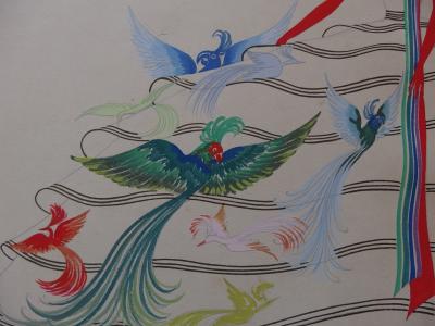 ZIG : Mistinguett Costume aux oiseaux, Aquarelle originale -Signée, c. 1930 2