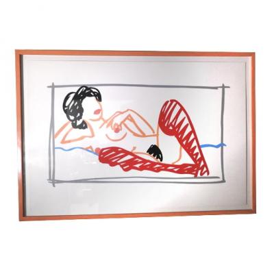 TOM WESSELMANN - Lithographie signée et numérotée 34/100 Red Stocking Nude 2