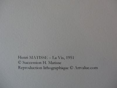 Henri MATISSE (1869-1954) - La Vis, Lithographie 2