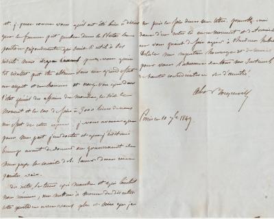 Alexis de Tocqueville – Lettre autographe signée 2