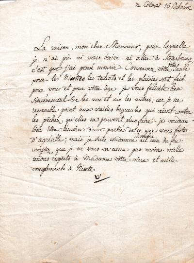VOLTAIRE - Lettre manuscrite signée sur les plaisirs de la vie 2