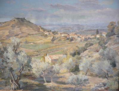 René COTTET (1902-1992) Paysage du sud de la France. Huile 2