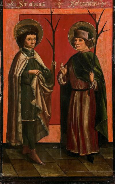 German School (XVIe) - Saint Acharius et Camomus - Oil on panel c. 1500