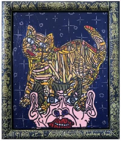 Robert COMBAS - COIFFÉ DE CHAT, 1989 - Acrylic on canvas signed dated
