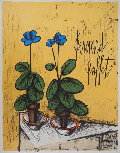 Bernard BUFFET : Les Primevères, Lithographie originale signée