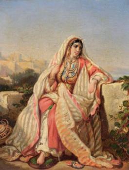 Ecole Orientaliste                  Femme d’Alger aux perles Huile sur 2