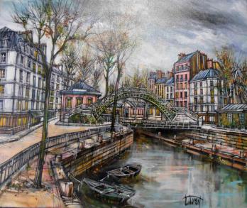 Claude DUMONT - Le canal Saint Martin - Huile sur toile 2