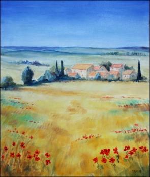 M. GIRARD - Vue de Provence -  Huile sur toile signée 2