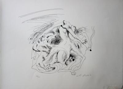 André MASSON - Le combat érotique, Lithographie originale signée 2