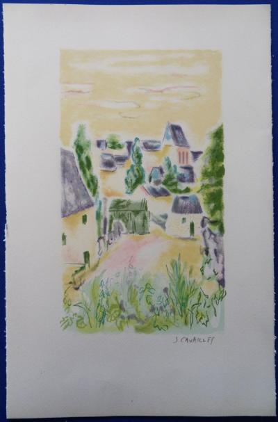 Jules CAVAILLES - Village en Provence, Lithographie originale signée 2