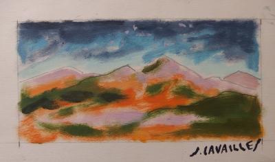 Jules CAVAILLES - Saint exupéry survolant la ligne des Alpes, Peinture originale signée 2