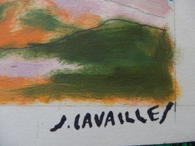 Jules CAVAILLES - Saint exupéry survolant la ligne des Alpes, Peinture originale signée 2