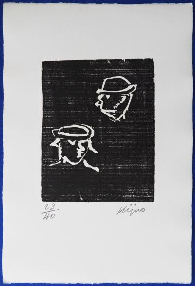 Ladislas KIJNO - Verlaine et Rimbaud, Gravure sur bois signée 2