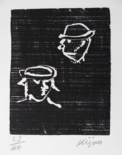 Ladislas KIJNO - Verlaine et Rimbaud, Gravure sur bois signée 2