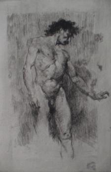 Mosè BIANCHI - Étude de nu masculin, Gravure pointe sèche 2