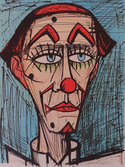 Bernard BUFFET - Clown fond bleu, Lithographie 2
