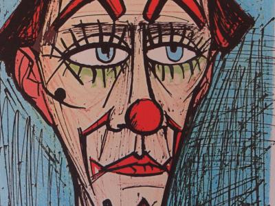 Bernard BUFFET - Clown fond bleu, Lithographie 2