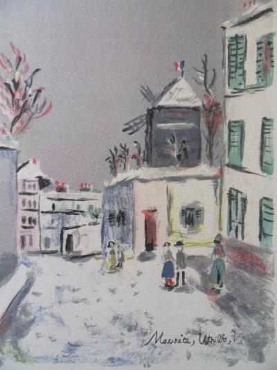 Maurice UTRILLO - Montmartre : le cabaret du Lapin Agile, Lithographie originale 2