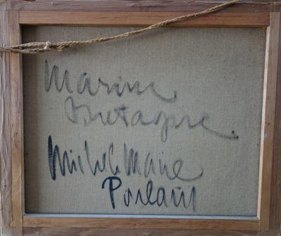 Michel-Marie POULAIN - Petit port en Bretagne, Huile sur toile signée 2
