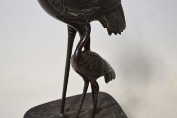 JAPON, époque MEIJI - Paire de couples d’échassiers en bronze 2