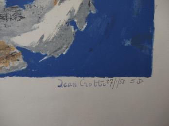 Jean CROTTI - Composition au fond bleu, Lithographie signée 2