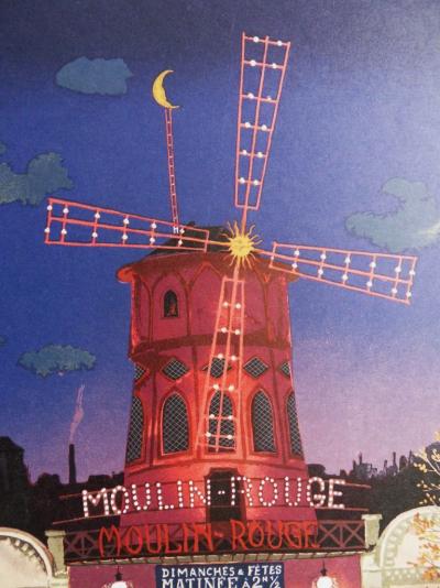 Michel DELACROIX - Paris, Devant le Moulin Rouge, Lithographie originale 2