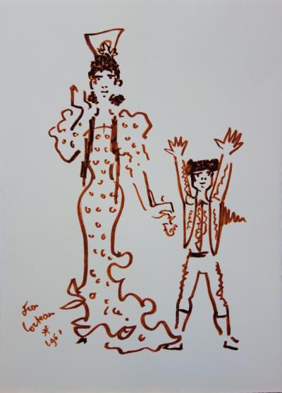 Jean COCTEAU : La mère avec le fils du Torero - Lithographie signée, 1965 2