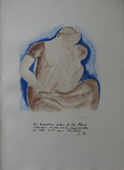 Jean BERQUE - Mère et enfant, 1932, Bois gravé original 2