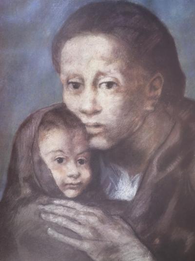 Pablo PICASSO (d’après) - Mère et enfant au fichu, Affiche originale 1966 2