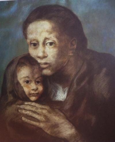 Pablo PICASSO - Mère et enfant au fichu, Affiche originale 1966 2