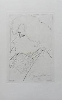 Jean COCTEAU - Portrait de Colette, Gravure originale signée 2