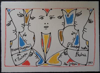 Jean COCTEAU - L’Europe multicolore, 1961, Lithographie signée 2