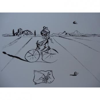Salvador DALI - Babaouo - Cycliste surréaliste, Bois gravé original signé 2