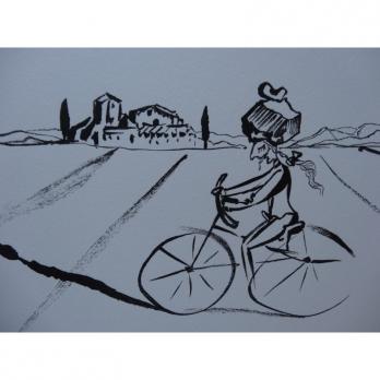 Salvador DALI - Babaouo - Cycliste surréaliste, Bois gravé original signé 2