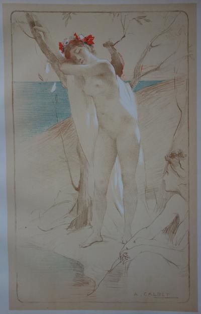 Antoine CALBET : L’inconnue, Lithographie originale signée (1897) 2