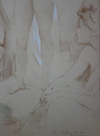 Antoine CALBET : L’inconnue, Lithographie originale signée (1897) 2
