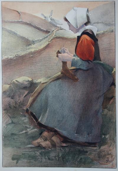 Jacques Wely - Fleur de Lande, 1897, Lithographie originale  signée 2