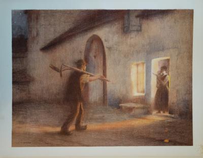 J.-A. Muenier - Le retour des champs , Lithographie originale  signée (1897) 2