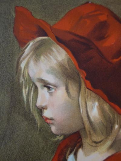 Louise BRESLAU - Little girl with Orange, 1857 - original signed lithograph 2