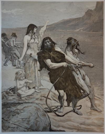 Fernand Cormon - Cité lacustre, Lithographie originale  signée (1897) 2