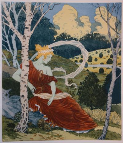 Eugène GRASSET - Dans les bois, Lithographie originale  signée (1897) 2