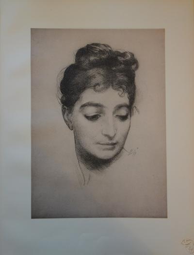 Félix BRACQUEMOND  - Portrait, Lithographie originale  signée (1897) 2