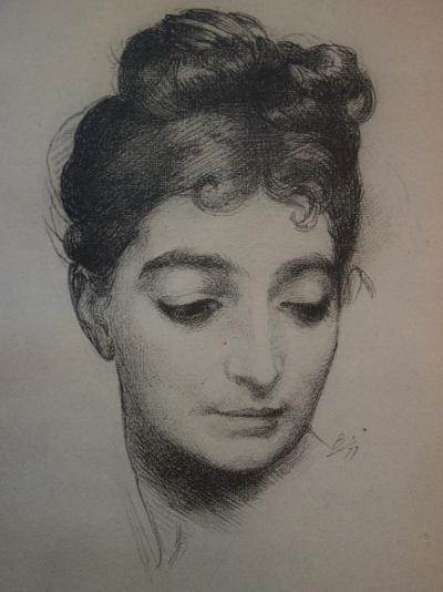Félix BRACQUEMOND  - Portrait, Lithographie originale  signée (1897) 2