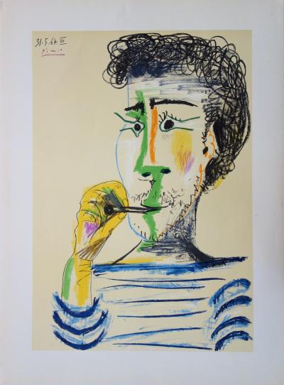 Pablo PICASSO (d’après) - Homme à la marinière et à la cigarette, Lithographie signée 2