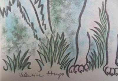Valentine HUGO - Le loup et le chien, Lithographie originale 2