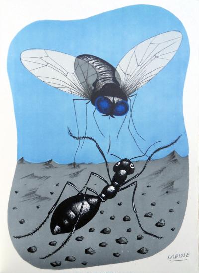 Félix LABISSE - La mouche et la fourmi, Lithographie originale 2